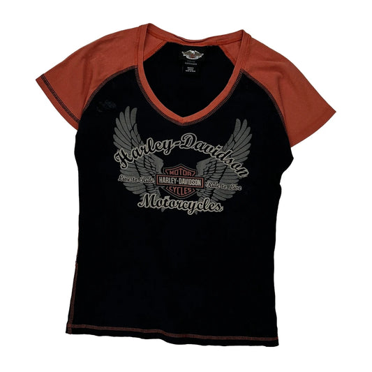 Harley Davidson Graphic T-Shirt - Medium Black Cotton