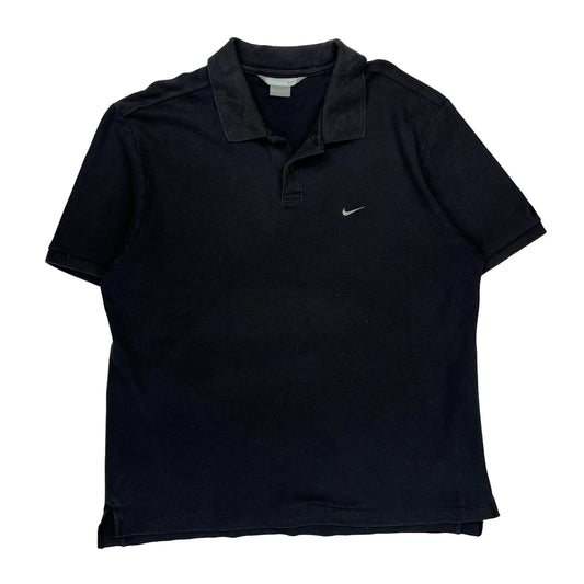 Nike Polo Shirt - Large Black Cotton
