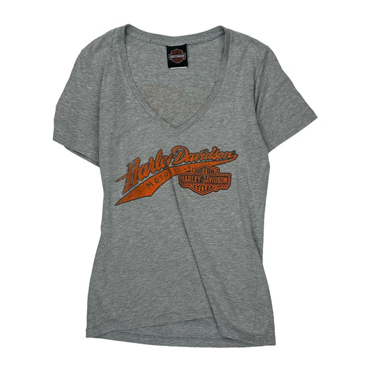 Harley Davidson Graphic T-Shirt - Large Grey Cotton