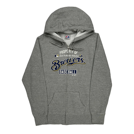 Brewers Authentic Collection Hoodie - XL Grey Cotton Blend