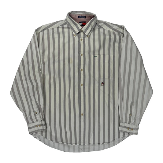 Tommy Hilfiger Striped Shirt - Large Grey Cotton