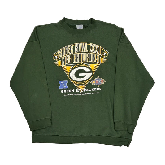 Green Bay Packers Logo Athletics Nfl Sweatshirt - 2XL Green Cotton Blend