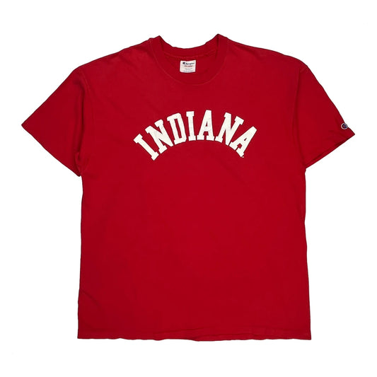Indiana Champion Single Stitch T-Shirt - 2XL Red Cotton