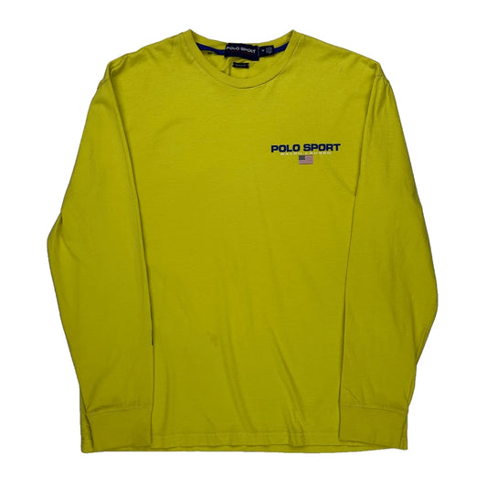 Polo Sport Spellout Long Sleeve T-Shirt - Medium Yellow Cotton