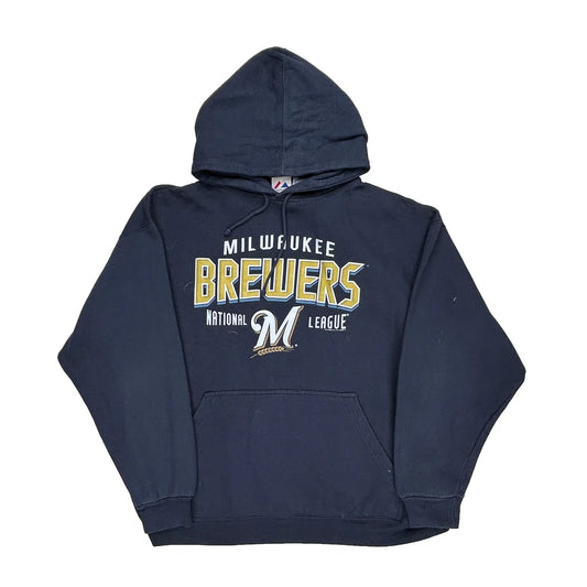 Milwaukee Brewers Majestic Hoodie - 2XL Navy Cotton Blend