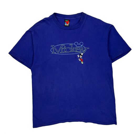 Vintage Mickey Mouse Mickey Cartoon T-Shirt - Medium Blue Cotton