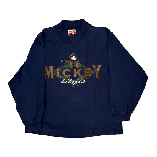Made In USA Mickey Mouse Mickey Inc Graphic Sweatshirt - Small Navy Cotton