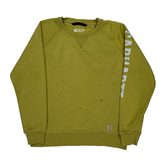 Vintage Carhartt Spellout Sweatshirt - Medium Green Cotton