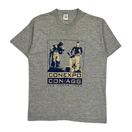Conexpo Con/Agg Las Vegas 1996 Fruit Of The Loom Single Stitch T-Shirt - Medium Grey Cotton Blend