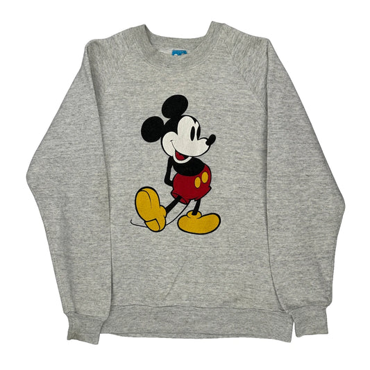 Made In USA Mickey Mouse Disney Cartoon Sweatshirt - Large Grey Cotton Blend