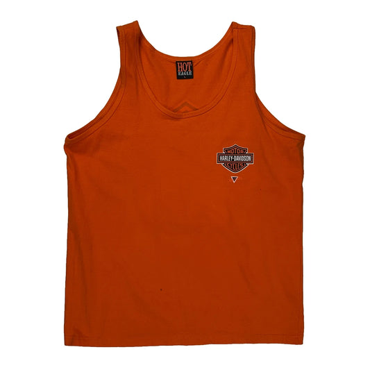 Harley Davidson Bermuda Hot Eagle Graphic Vest - Large Orange Cotton