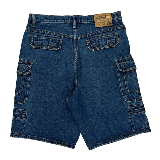 Silver Point Hip Hop Denim Shorts - 33W 11L Blue Cotton