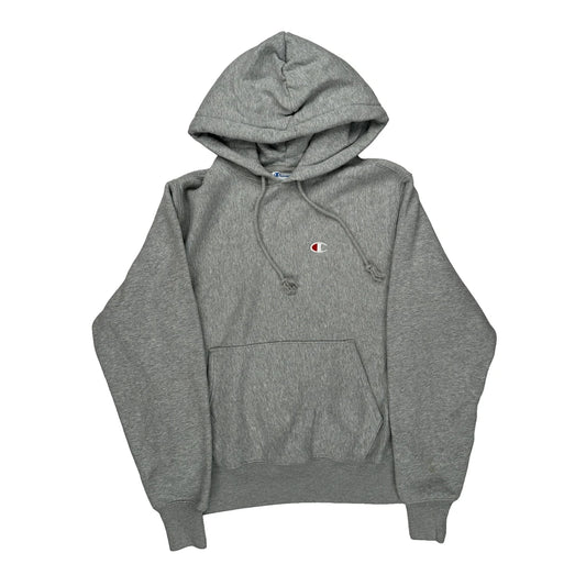 Reverse Weave Champion Hoodie - Small Grey Cotton Blend