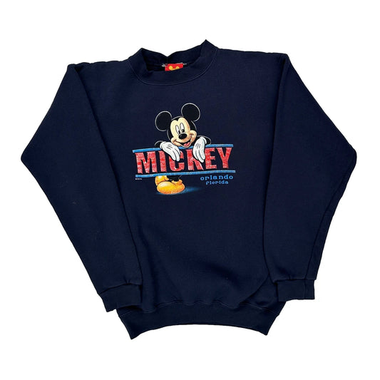 Disney Cartoon Sweatshirt - Large Navy Cotton Blend