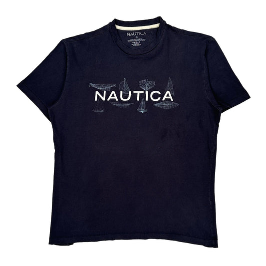 Nautica Spellout T-Shirt - Small Navy Cotton