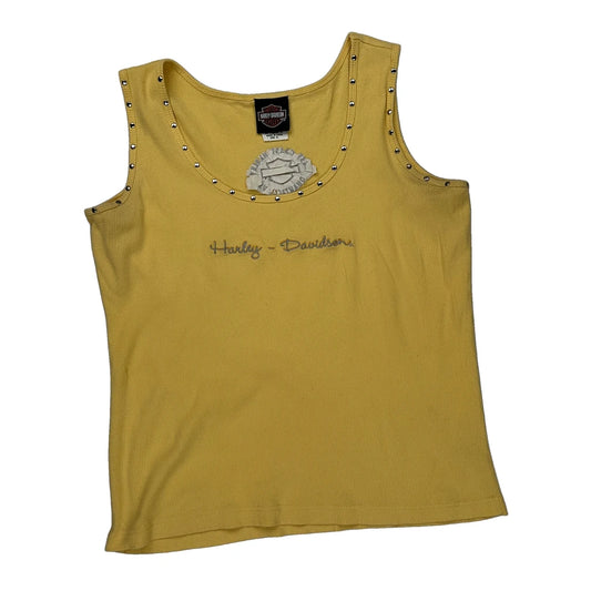 Harley Davidson Studded Vest - XL Yellow Cotton